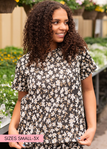 Aaliyah Black Floral Top