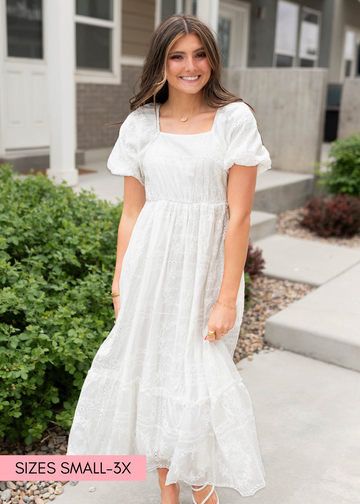 Abbie White Embroidered Dress