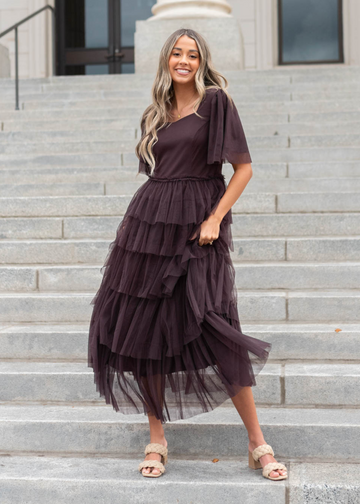 Addyson Plum Sweetheart Tiered Dress
