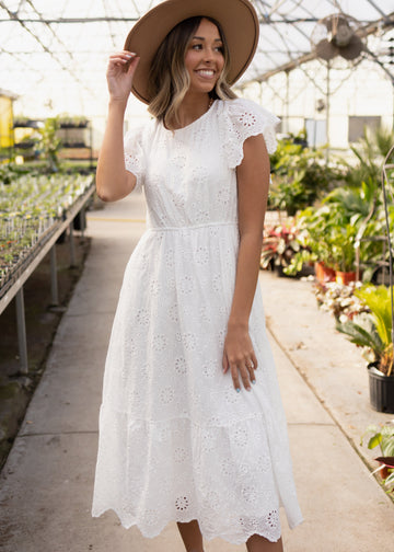 Adrielle White Eyelet Dress