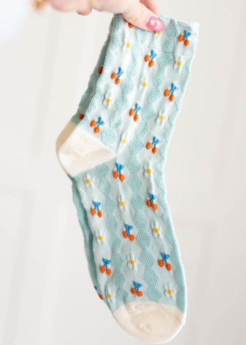 Agatha Blue Cherry Socks