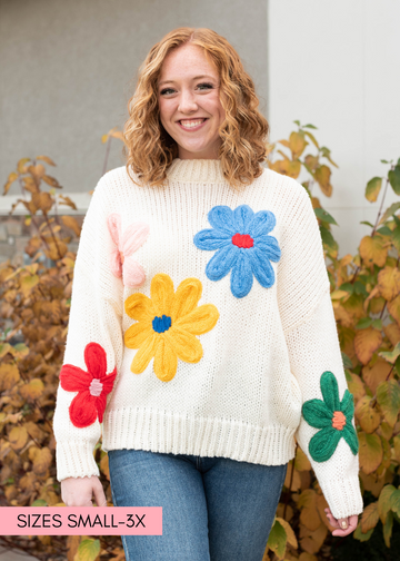 Alaiyah Cream Flower Sweater