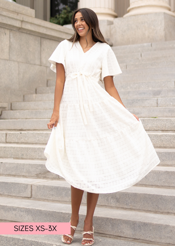 Alana Ivory Textured Tie Dress