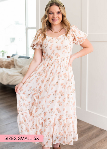 Alina Cream Floral Dress