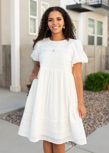 Alison White Embroidered Dress