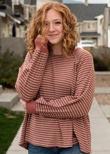 Allison Dusty Rose Ribbed Long Sleeve Shirt