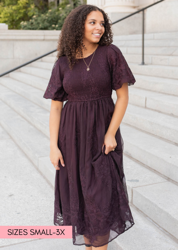Alyanna Plum Embroidered Dress