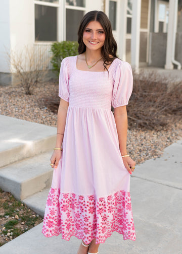 Amaiah Pink Stripe Eyelet Dress