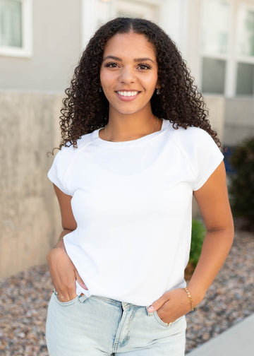 Amala White Raglan Top