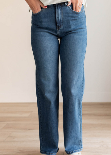Amanda Medium Wash High Rise Straight Jeans