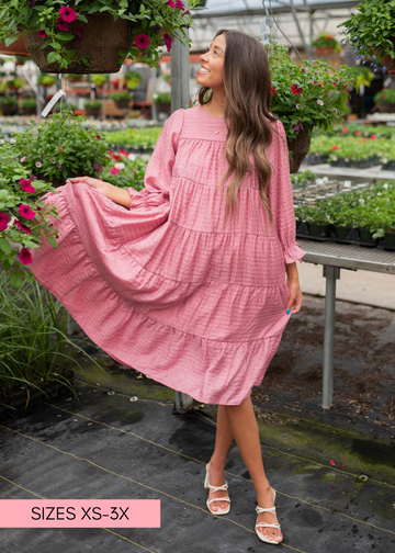 Amelia Pink Long Sleeve Dress