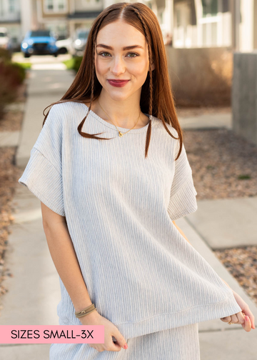Amiee Sage Grey Textured Top