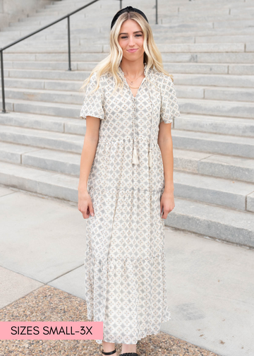 Andee Cream Pattern Dress