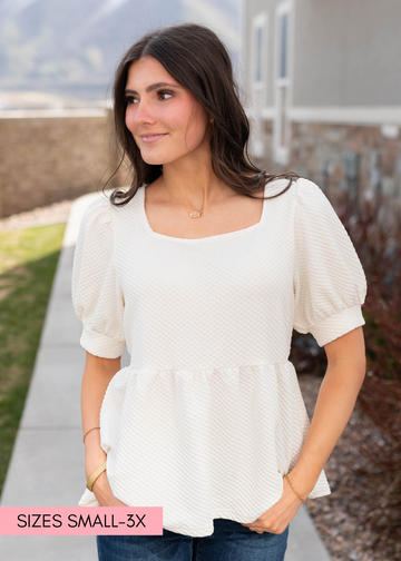 Angelina Cream Ruffle Top