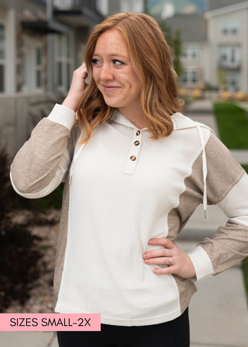 Angelynn Cream Textured Hoodie