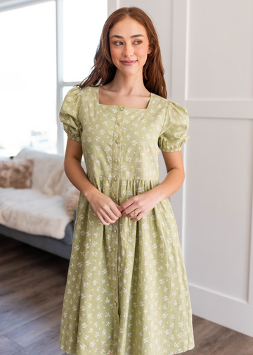 Anika Sage Button Down Dress