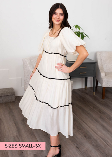 Annika Cream Ruffle Tiered Dress