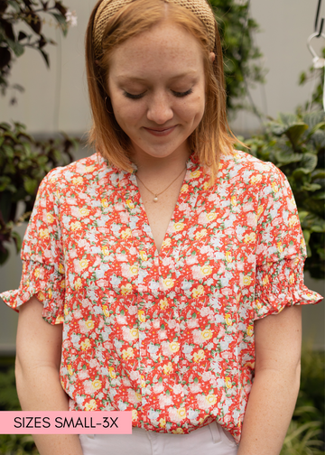 Annika Red Floral Top