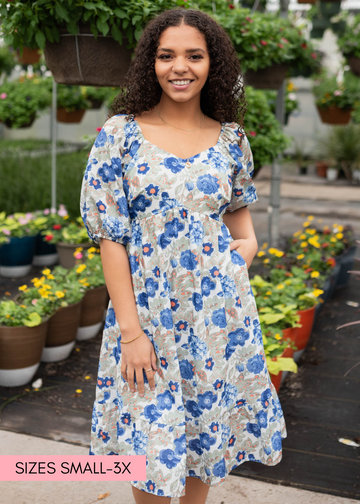 Ansley Blue Floral Dress
