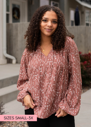 Apryl Marsala Floral Blouse