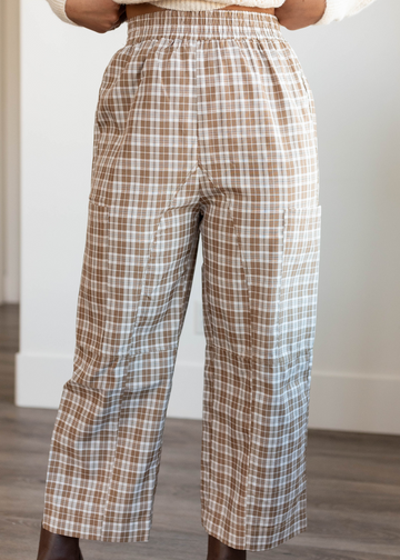 Ariana Coffee Plaid Pants