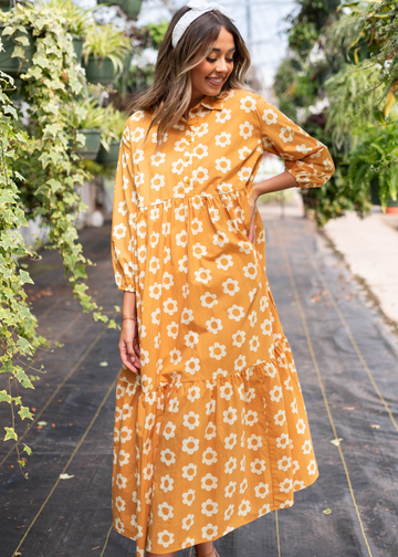 Ashlee Golden Floral Dress