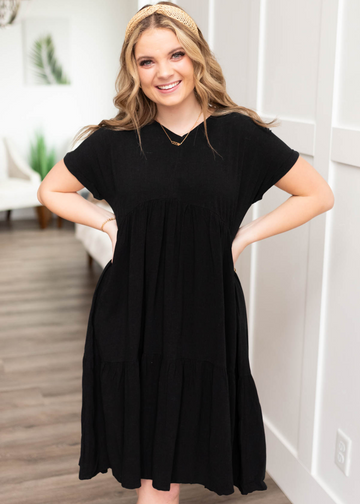 Ashlin Black Tiered Dress