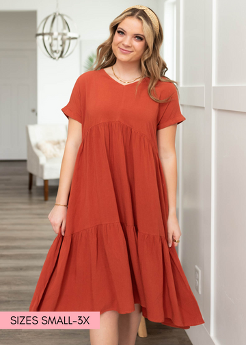 Ashlin Cinnamon Tiered Dress
