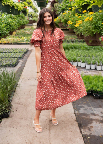 Ashlyn Brick Floral Dress