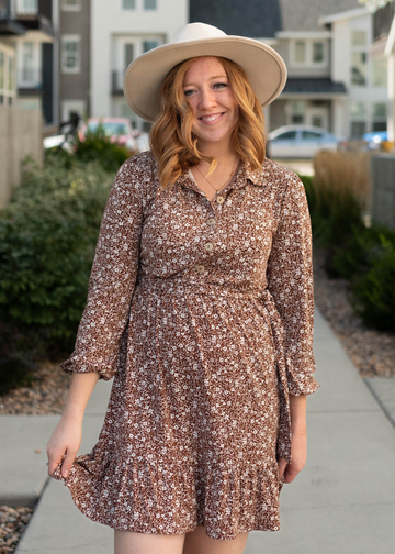 Aspen Brown Floral Dress