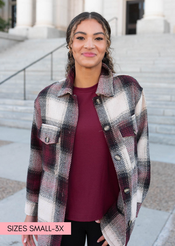 Athena Burgundy Pattern Shacket