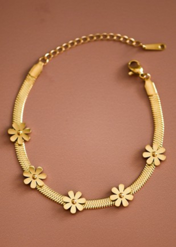 Athena Gold Flower Chain Bracelet