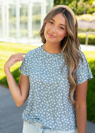 Avalynn Seafoam Green Floral Top