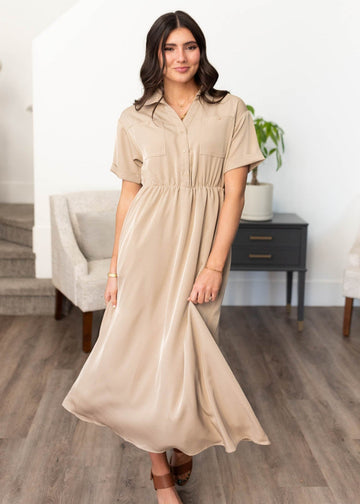 Berlynn Taupe Button Down Dress