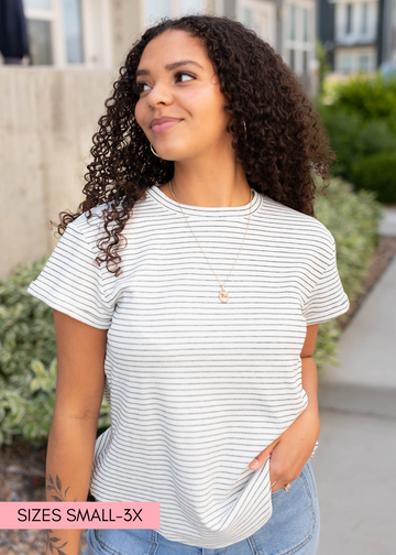 Bethany Black Striped Top