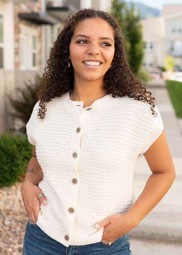Bridget Cream Button Down Sweater