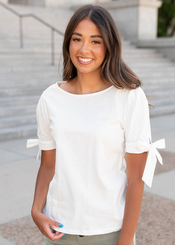 Brielle White Bow Top