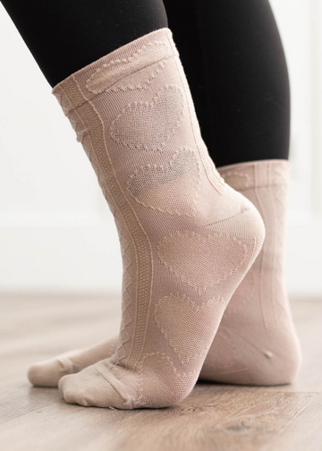Brooklyn Tan Heart Socks