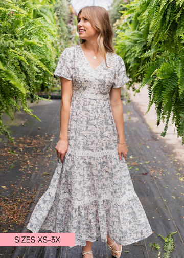 Carissa Blue Floral Tiered Dress