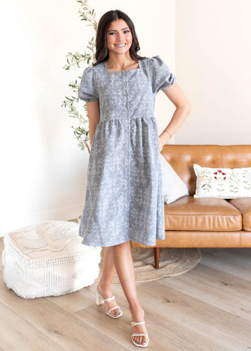 Carmen Black Embroidered Button Down Dress