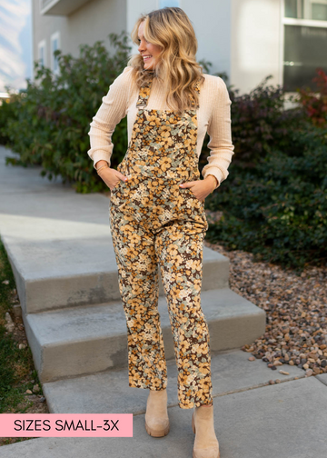 Carmon Floral Corduroy Overalls