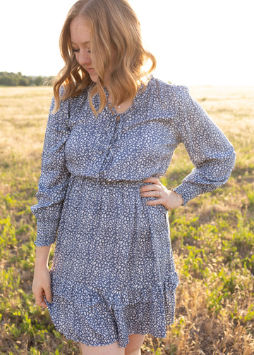 Cassidy Blue Leopard Dress