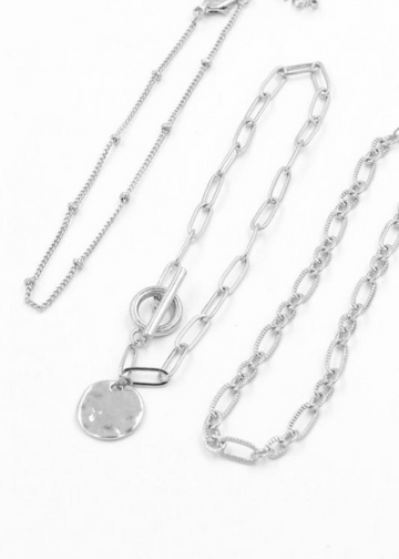 Charming Rhodium Coin Bracelet Set