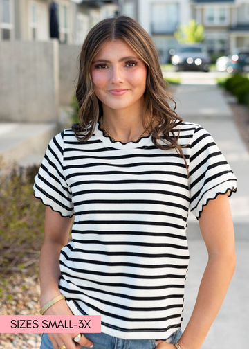 Chelsey Black Striped Top