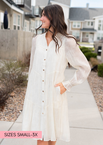 Christina Ivory Button Down Dress