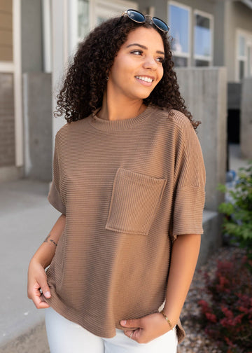 Cindy Light Mocha Textured Top