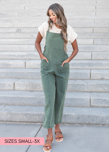 Cordyline Hunter Green Washed Jumpsuit