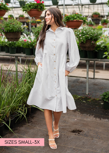Corinne White Stripe Dress