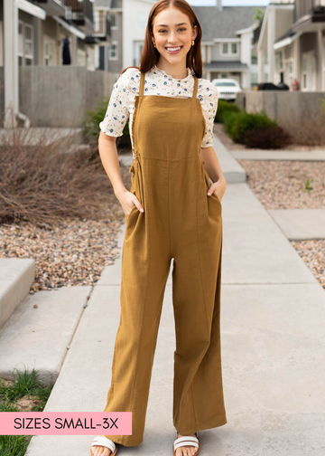 Cortlynn Dark Mustard Washed Jumpsuit