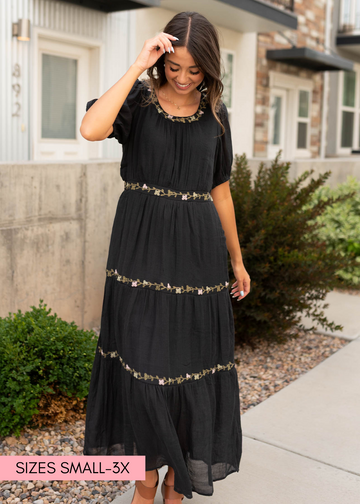 Courtney Black Embroidered Dress